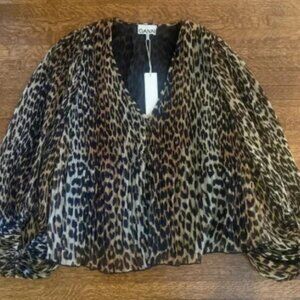 NWT GANNI pleated georgette blouse - size 36